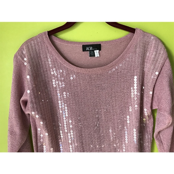 AGC Ribbed Hem Sequined Rose Pink Top PS - Picture 4 of 8